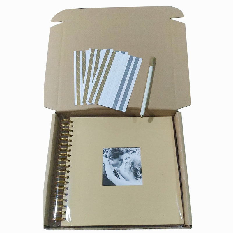 Kraft Scrap Book Photo Albums gold sprial photo book DIY scrapbook wedding baby album with Metallic Marker Pen