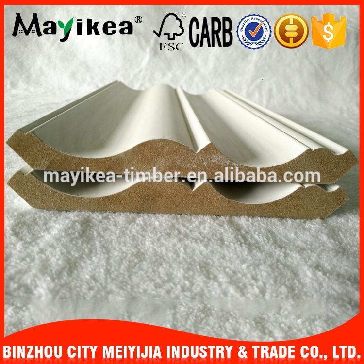 Alibaba export Indoor decorative smooth and complete cover white mdf crown moulding