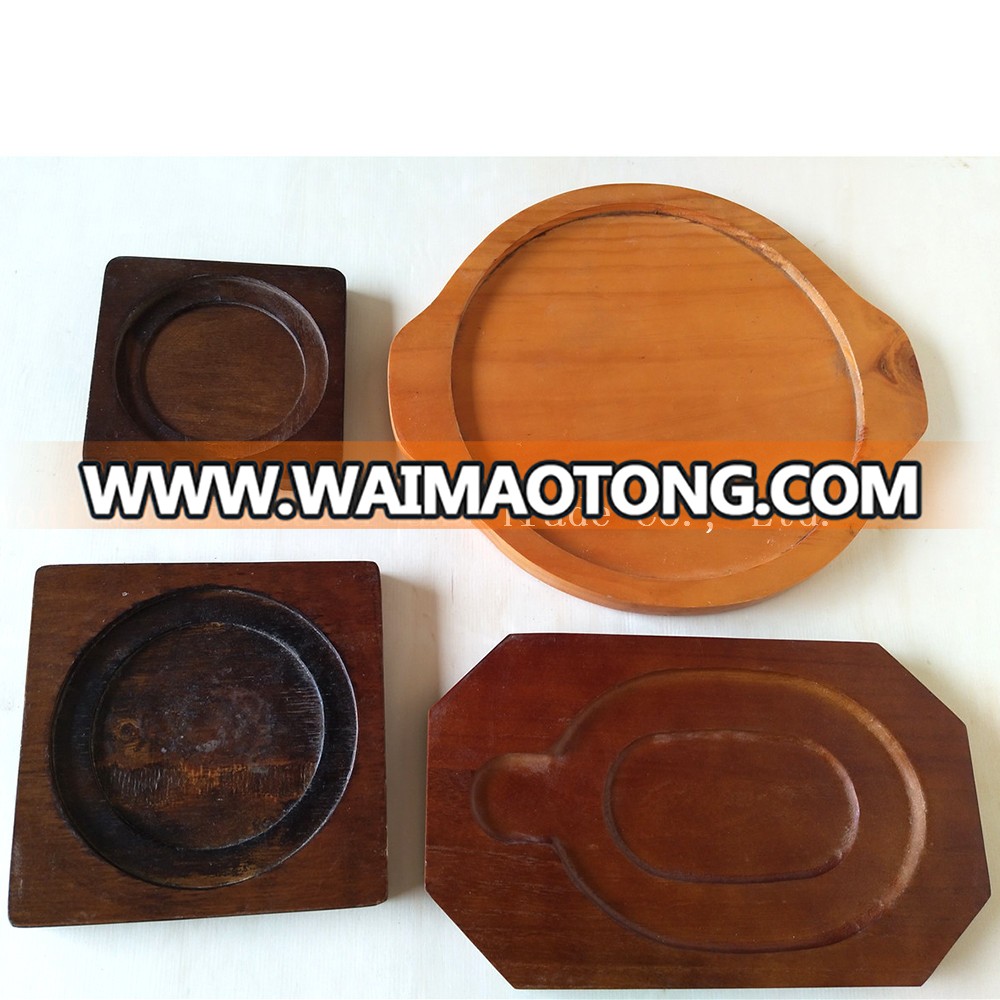 2017High quality Eco friendly wooden dinner plate for restaurant with decorative pattern Handle Dinner tray Pizza Plates