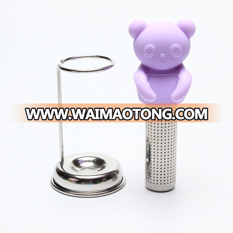 New arrival silicone bear shape Tea Infuser Stainless Steel stick strainer Food Grade gift