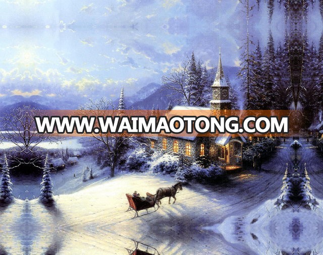 Famous christmas scenery oil painting on canvas in frame