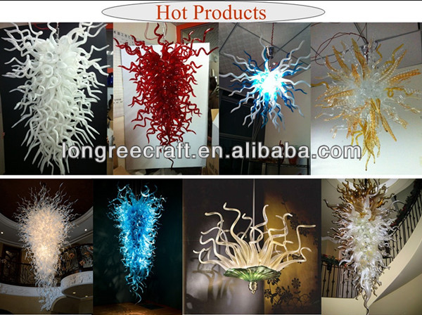 Modern Large Handmade LED Blown Murano Glass Chandelier Lighting for Hotel