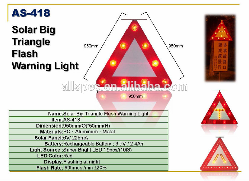 solar traffic sign solar warning light solar power LED warning sign triangle warning sign