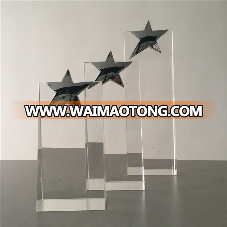 Silver Star Crystal Glass  Award Trophy For engraved