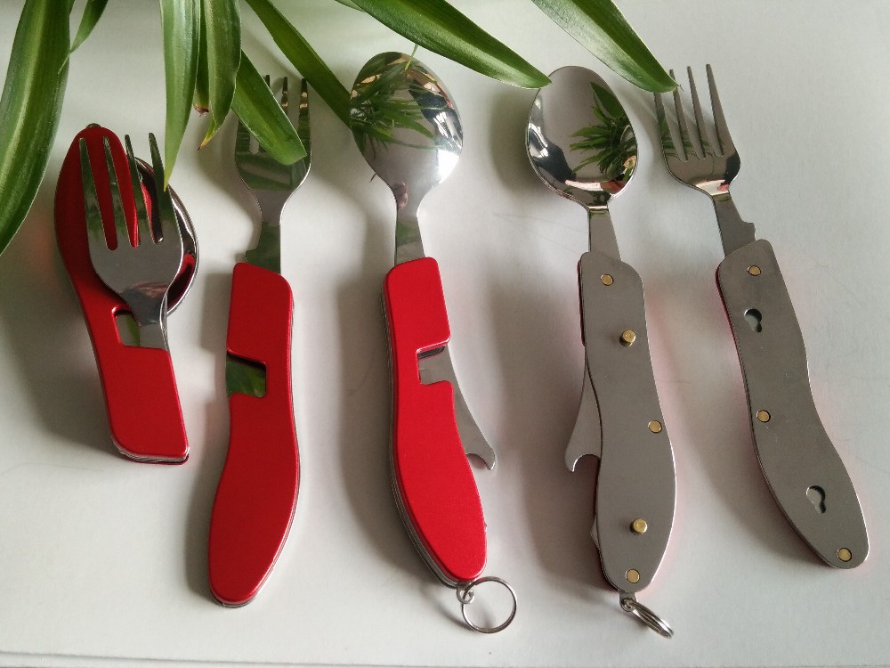 detachable stainless steel spoon and fork with bottle opener knife