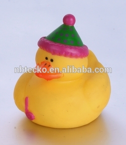 Mini PVC bath duck with hat logo printed tub floating duck for kids