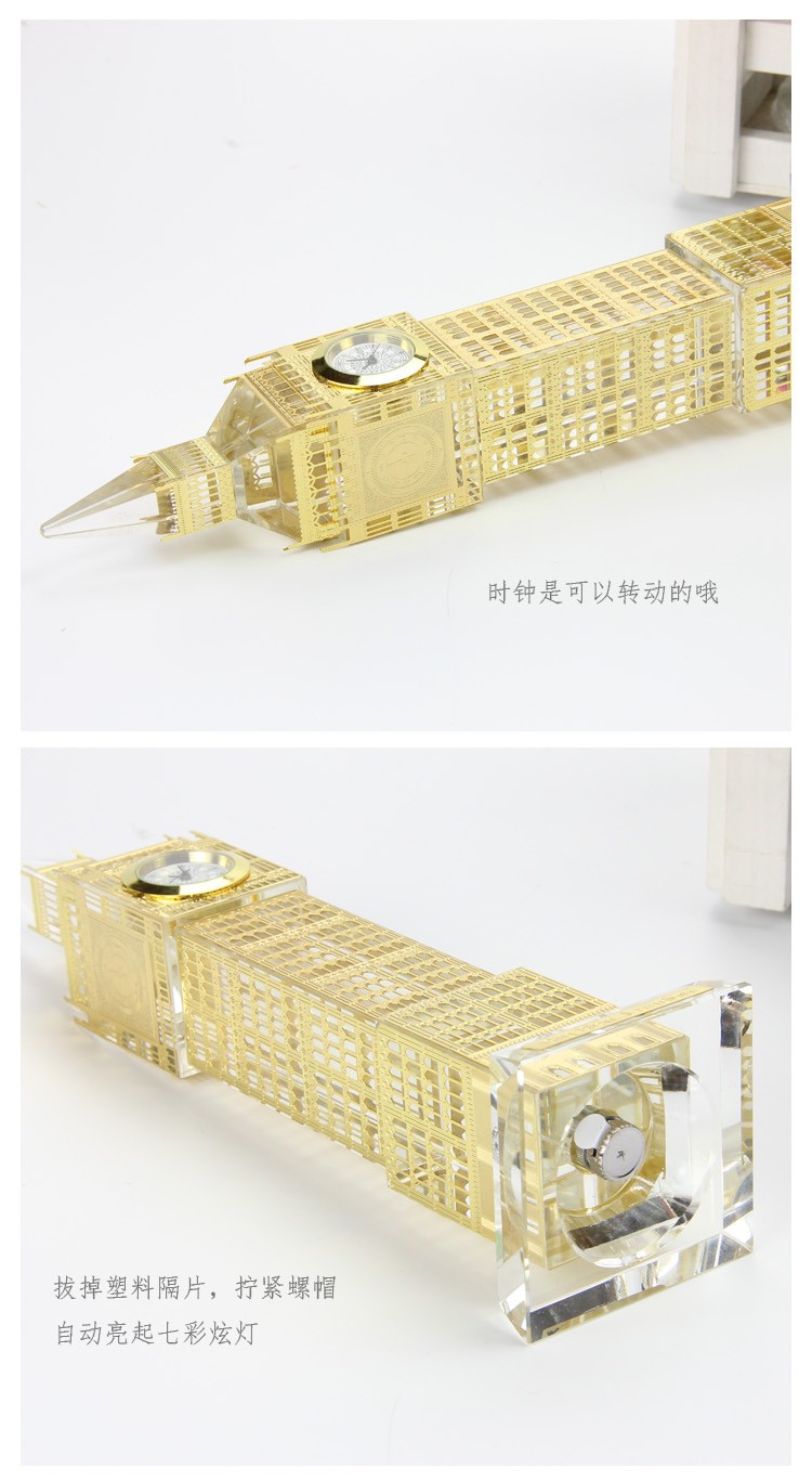 High Quanlity Tastefully Golden Crystal BUS model For Fancy Clock UK Souvenir