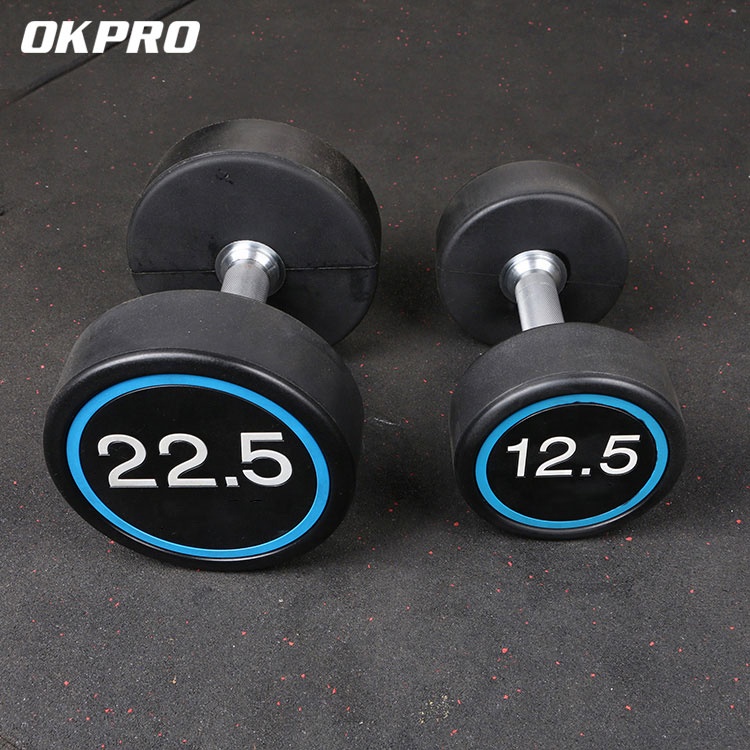 Fitness Commercial Round Head PU Coated Cast Iron Dumbbell