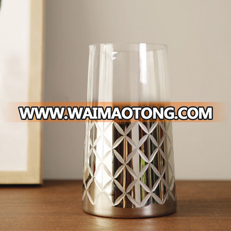 contemporary multicolor flower glass vase with unique pattern for home