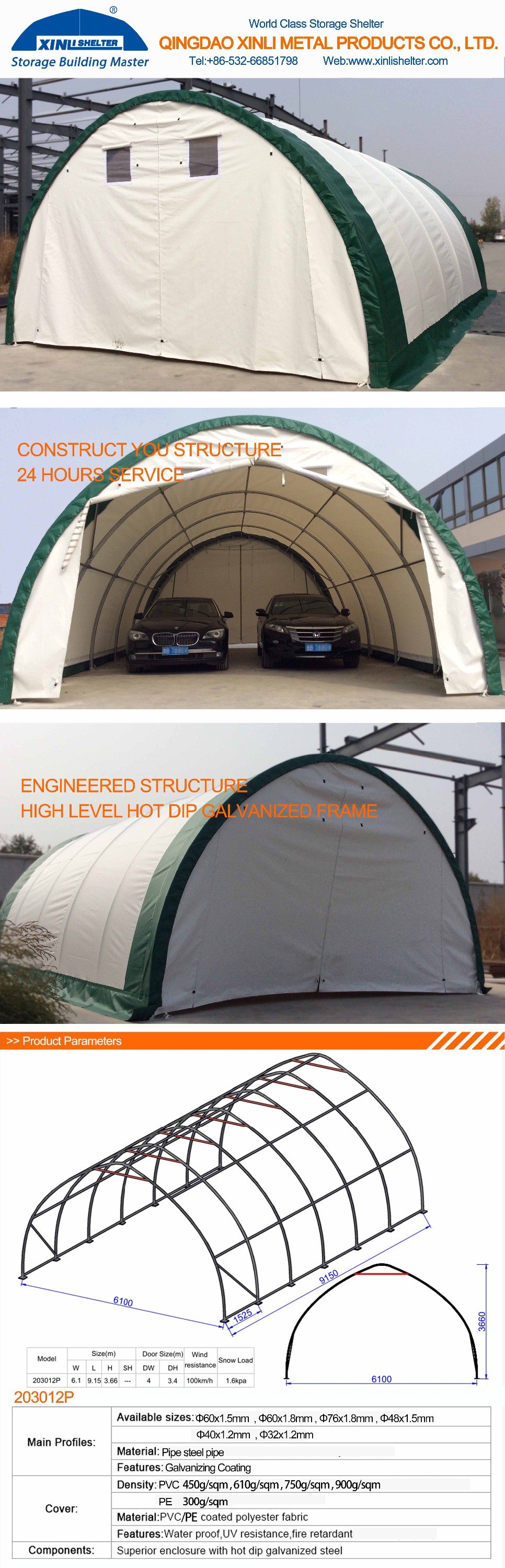 shade cover prefab carport garage canopy tent 203012P