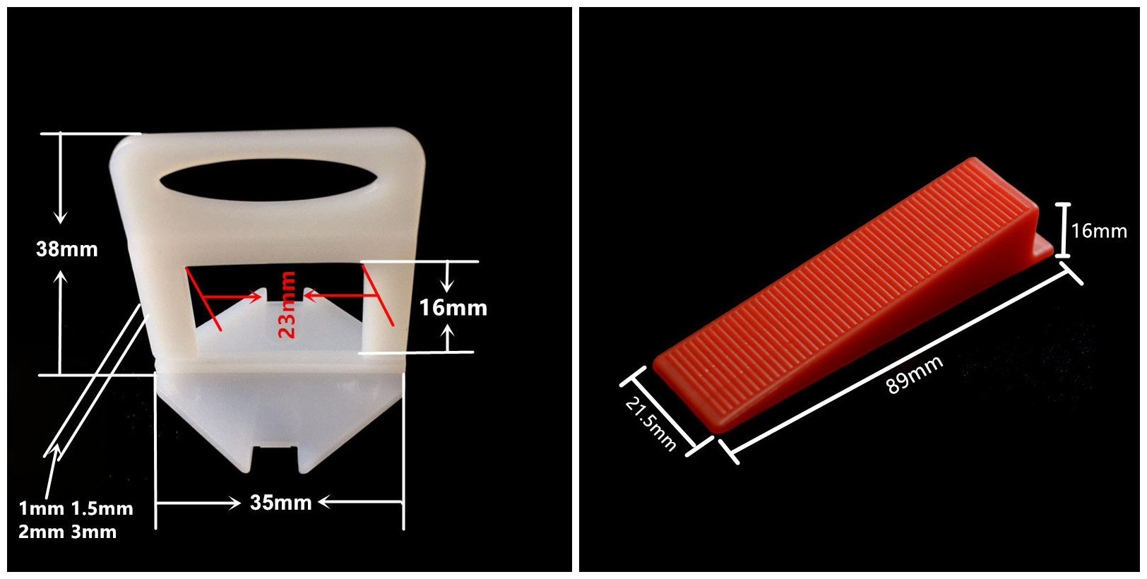 Tile leveling systems wedges