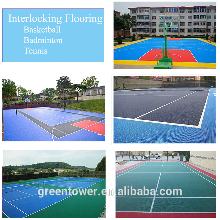 Easy to removable basketball court interlocking plastic tile outdoor