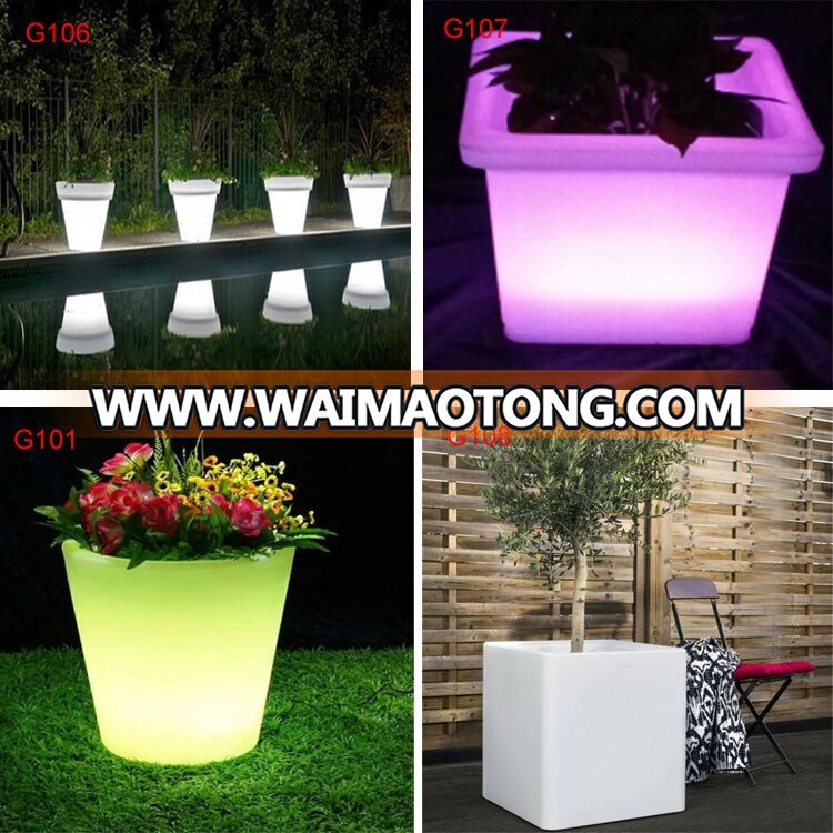 16 colors changing Plastic Battery Operated Led high Flower Pots illuminated for Garden