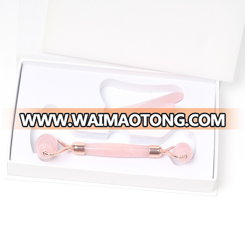 Wholesale natural high quality noiseless rose quartz face massage quartz roller jade roller for face