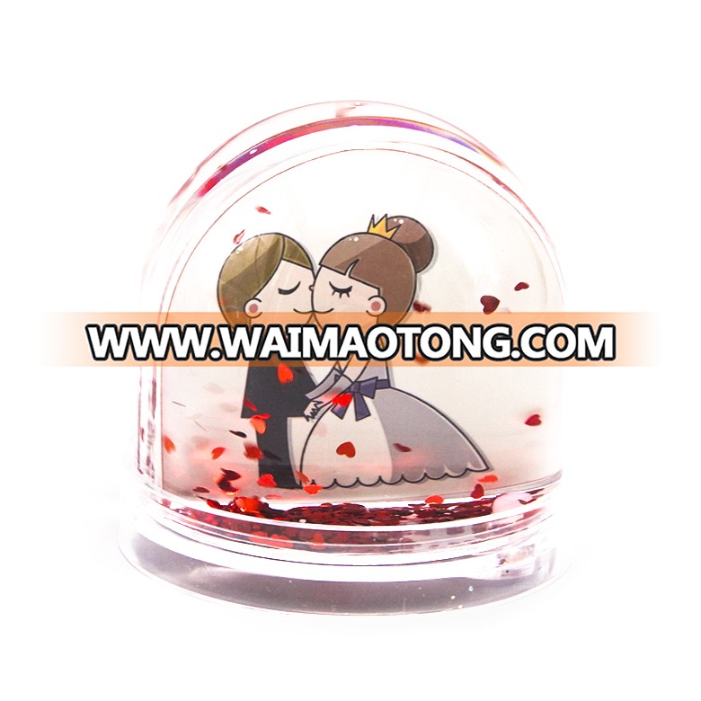 Plastic snow globe/plastic water globe/plastic snowball with photo insert