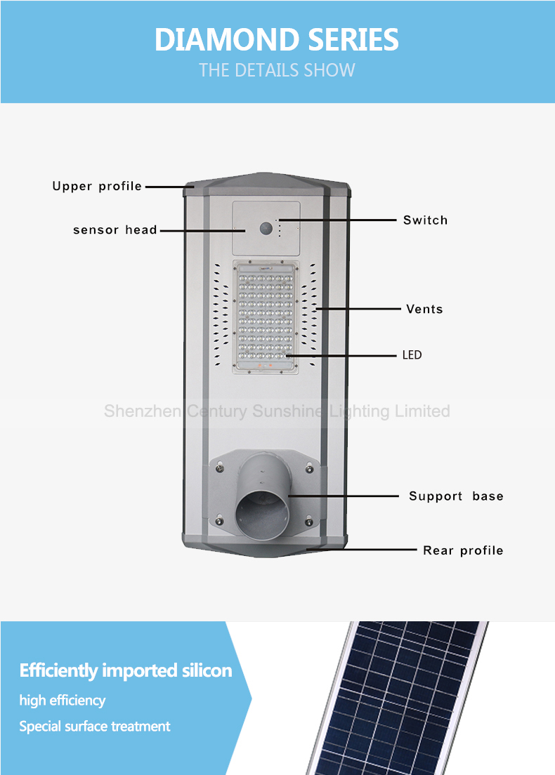 30w all in one solar led street light with remote control