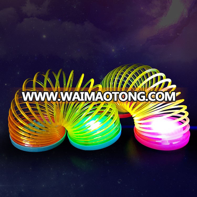 Hot sales colorful led rainbow circle plastic rainbow spring for kids