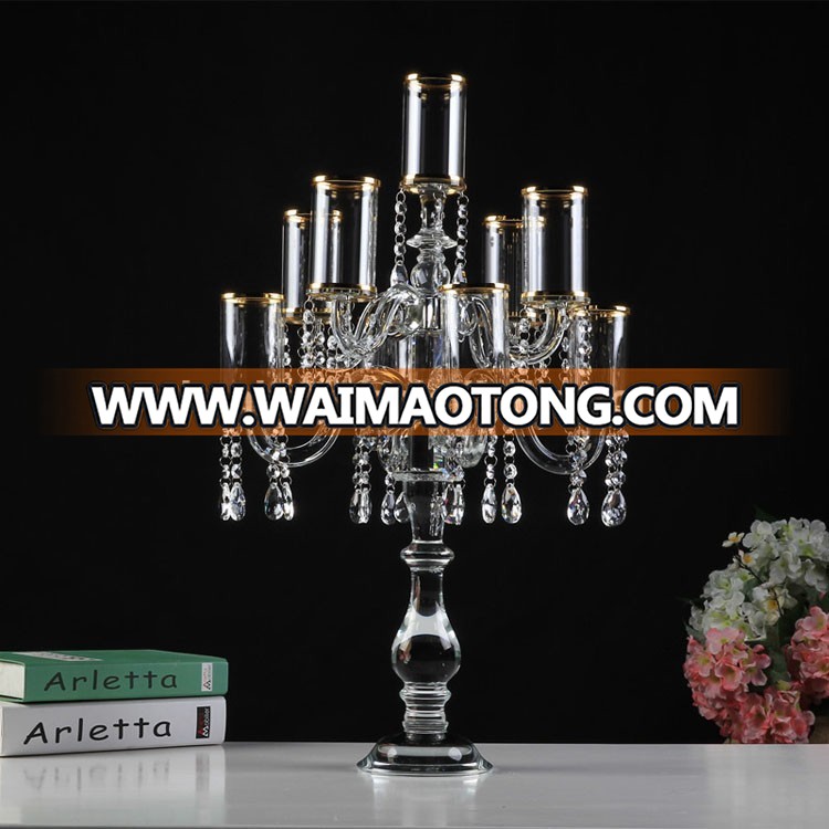 wedding decoration wholesale crystal candelabra with 9 arm