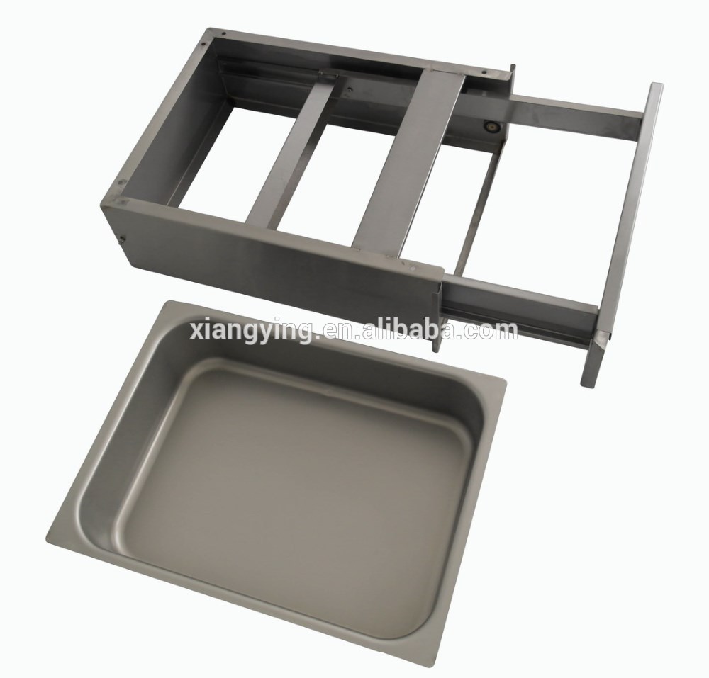 Stainless steel storage drawer with ball bearing drawer slide for work tables, cabinets or sinks