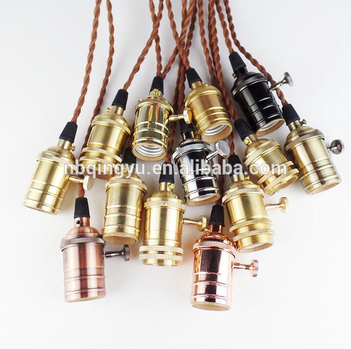 hemp rope twisted cable lighting fittings with bronze ceramic lamp holder vintage lamp parts