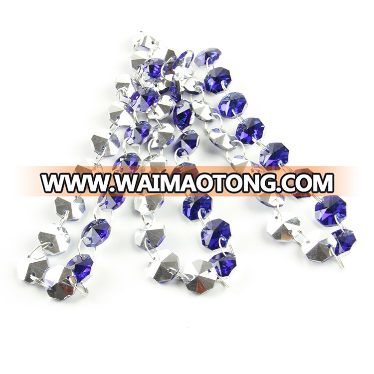 14mm dark sapphire with silver back crystal garland strands with silver rings for wedding decoration pendant hot sales