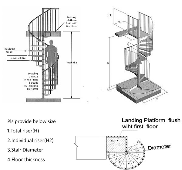 beautiful and simple  metal  spiral stairs design