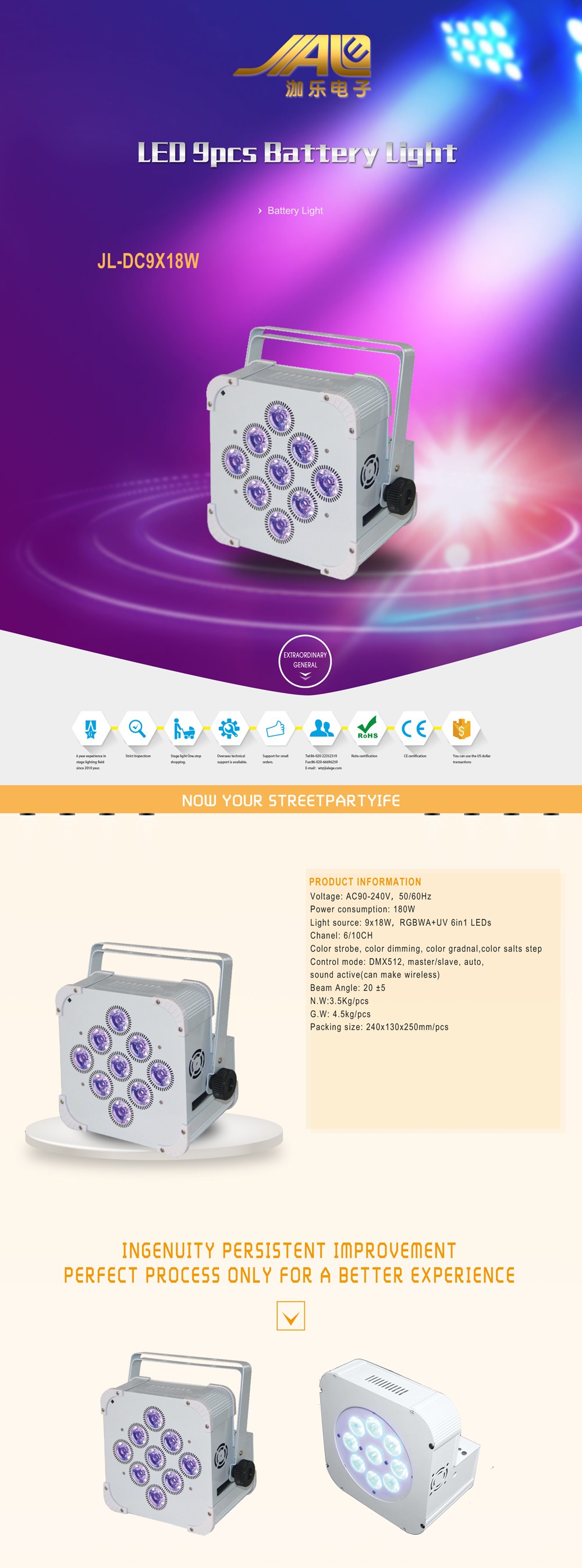 LED RGBWAUV battery operated mini led lights