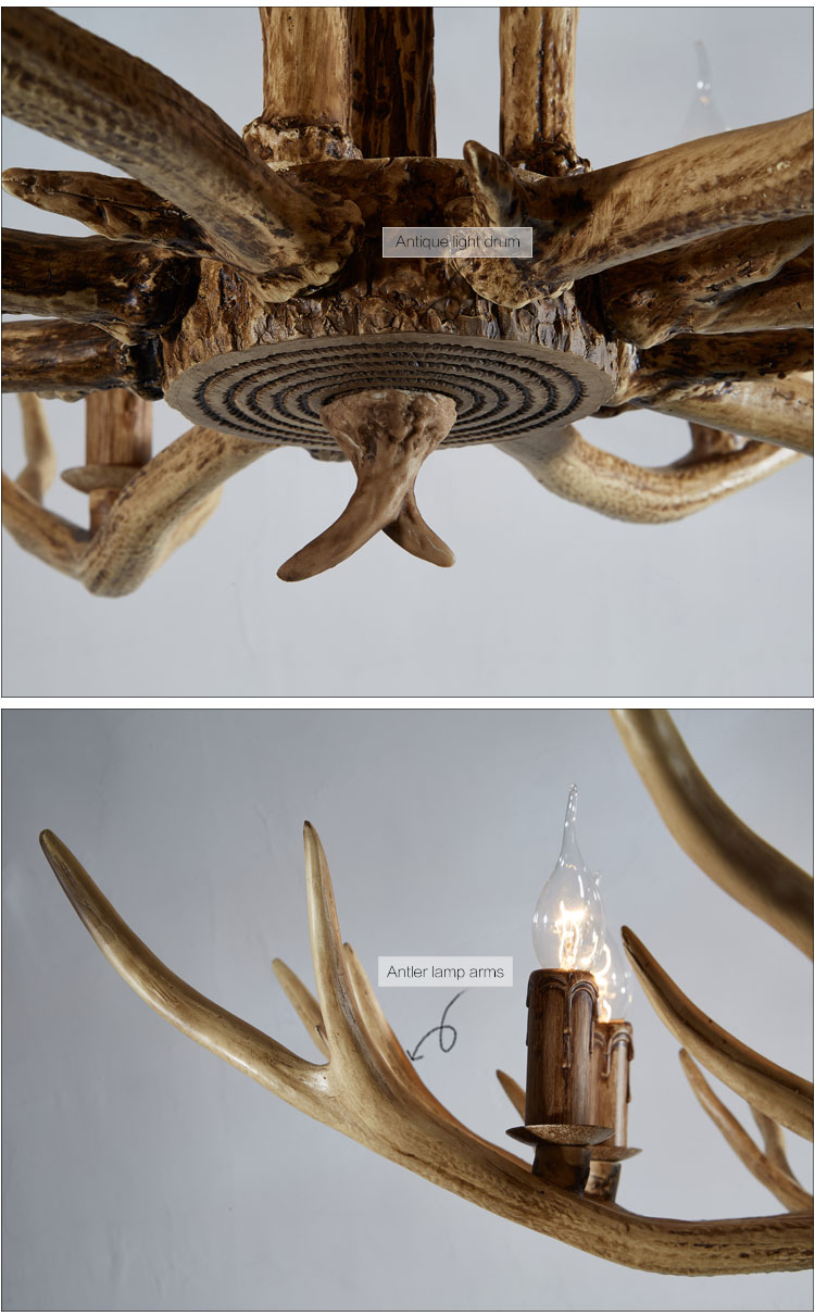 Decorative Light Cheap Price Resin+Crystal Antique Antler Chandelier For Sale