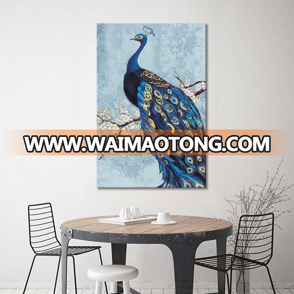 Hand Made Decor Custom Gift Beautiful Peacock Oil painting Canvas Art Printing