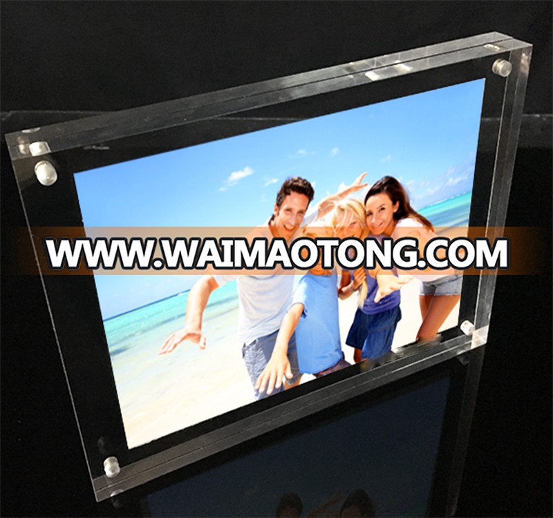 Factory Wholesale Double Sided 4X6 Clear Acrylic Magnetic PhotoFrame