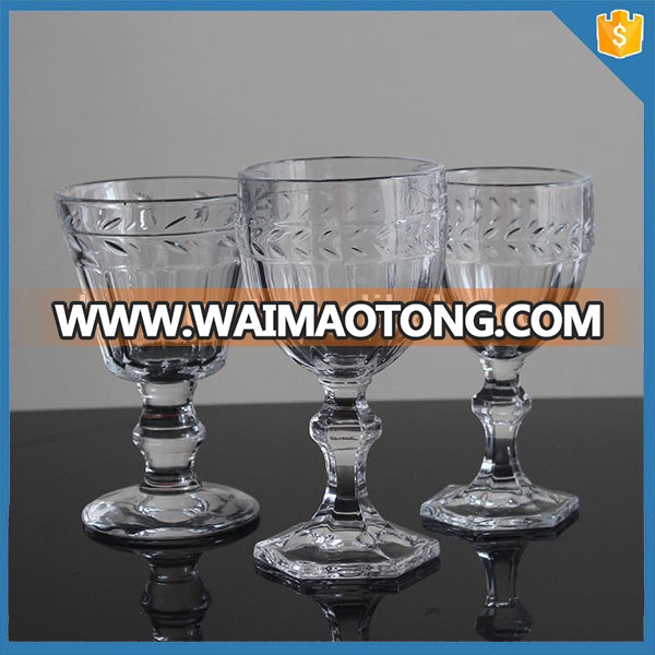 LXHY-T065 Old fashioned water cup Laurel leaf design glass wine tumbler