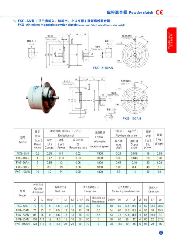 FKG-AN micro Magnetic powder clutch for printing machines