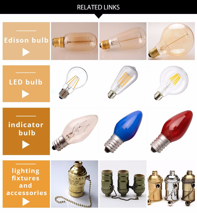 C7 LED Candle Lamp Amber Glass 1W 2200K E12 E14 Base Decorative String Lights Edison LED Filament Night Bulb