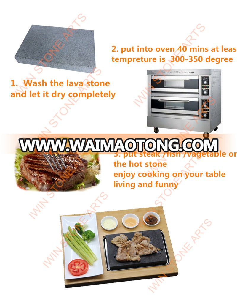 Restaurant Handy Lava Rock Grill Stone Set, Hot Cooking Steak Stone, Steak Stone And Plate Set