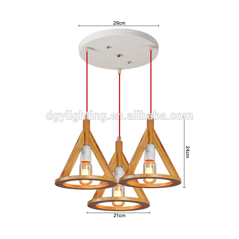 Geometric shaped industrial modern natural wooden pendant chandelier light