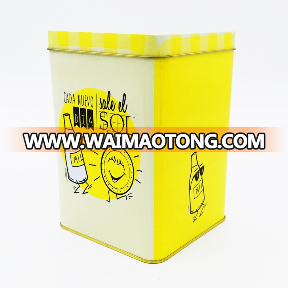 Cute square custom metal milk candy gift packaging tin box for sale