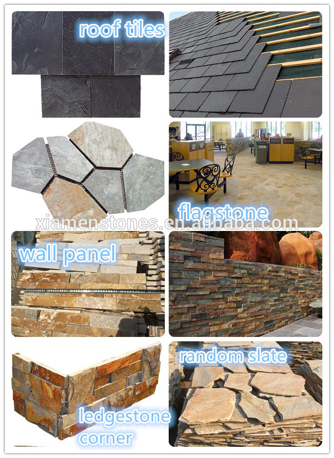 Natural split exterior floor paving stone interlocking outdoor slate tile