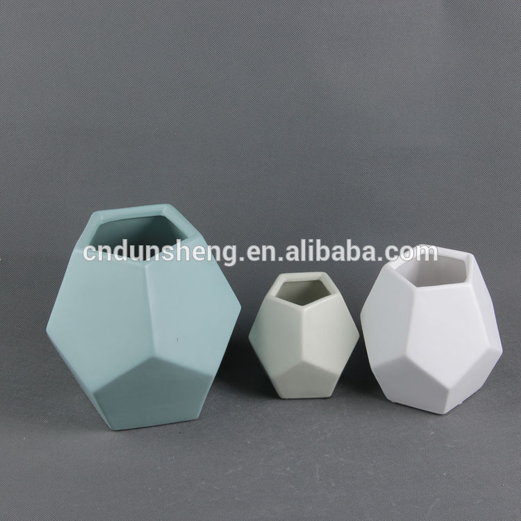 wholesale short diamond home faceted cube vases,set of 3