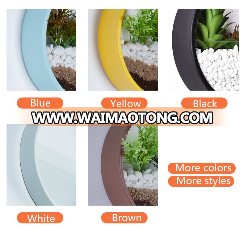 High quality 3D DIY circle hanging planter mental wall art for home decoration