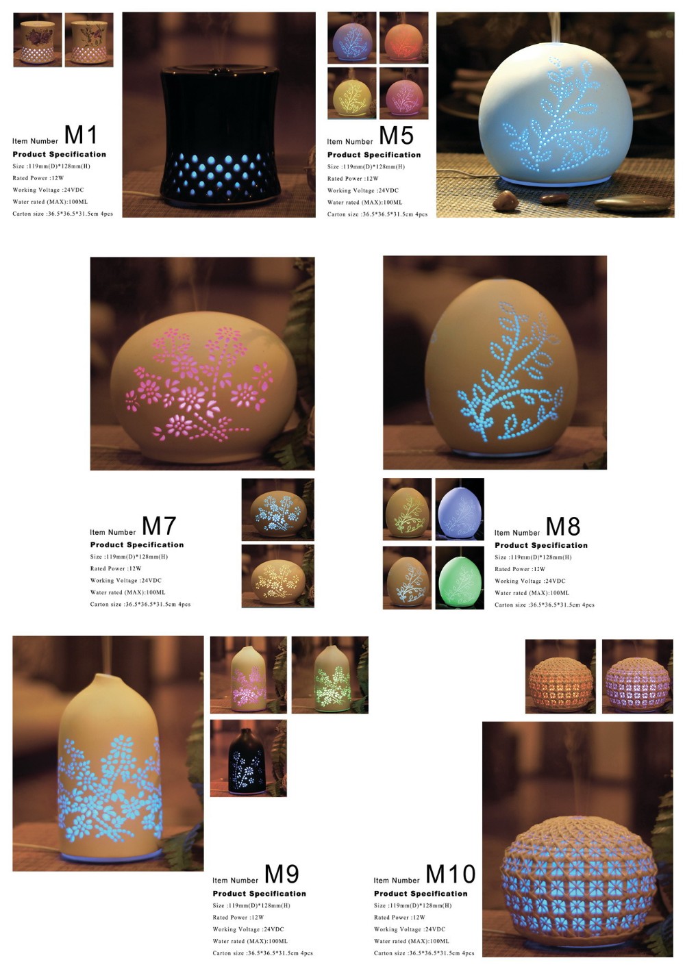 Ceramic essential oil burner with LED light