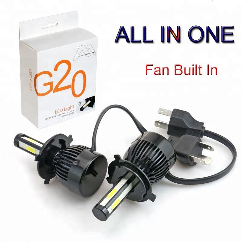 G20 LED HEADLIGHT 4 SIDES LED CHIPS 80W 8000LM KIT FANS COOLING H1 H3 H7 H11 80W 8000LM 6000K COB LED CHIPS GOOD QUALITY BULBS