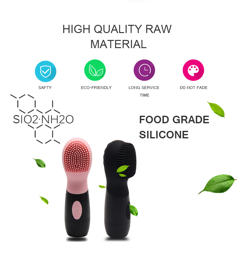 Silicone facial cleansing brush with handle in gift box