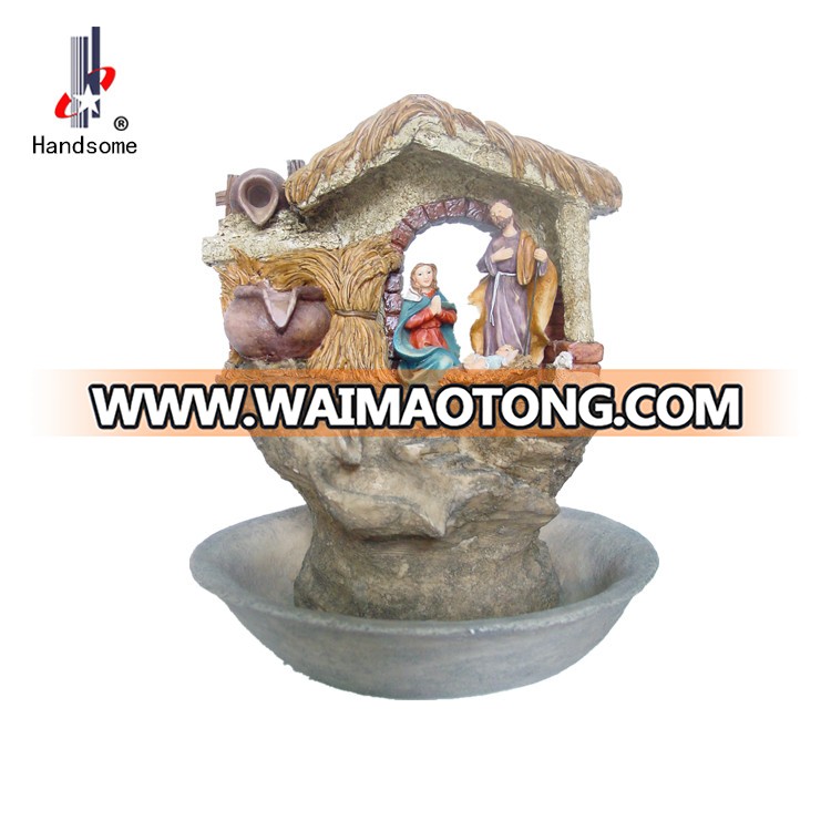 14.5 Inch New Design Holy Family Resin small decorative indoor water fountain