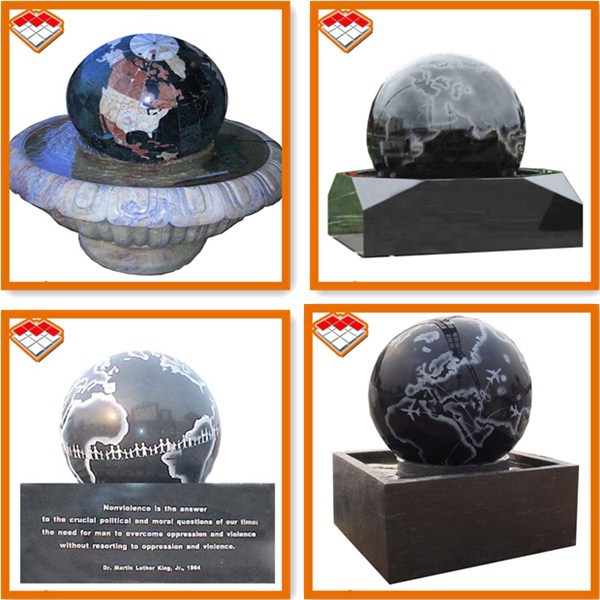 Garden carved black granite stone rolling fortune ball