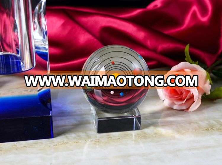 laser engraving custom cheap universe solar system model crystal with tha base