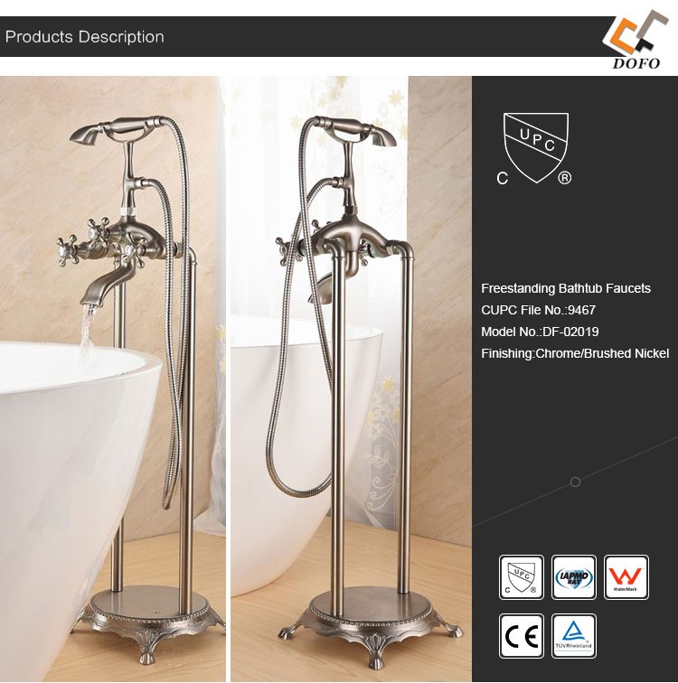 Latest classical design polished brass double handle brushed nickel shower water faucet