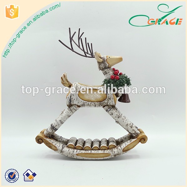 Indoor and outdoor resin decoration rocking christmas reindeer for home