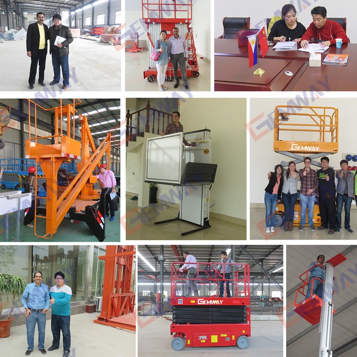 One man operating battery powered self-propelled scissor lift