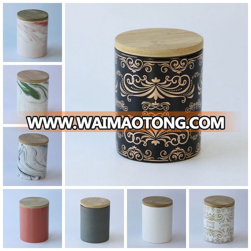 Wholesale Cheap Marble Ceramic Jar Porcelain Storage Jar With Custom Lid