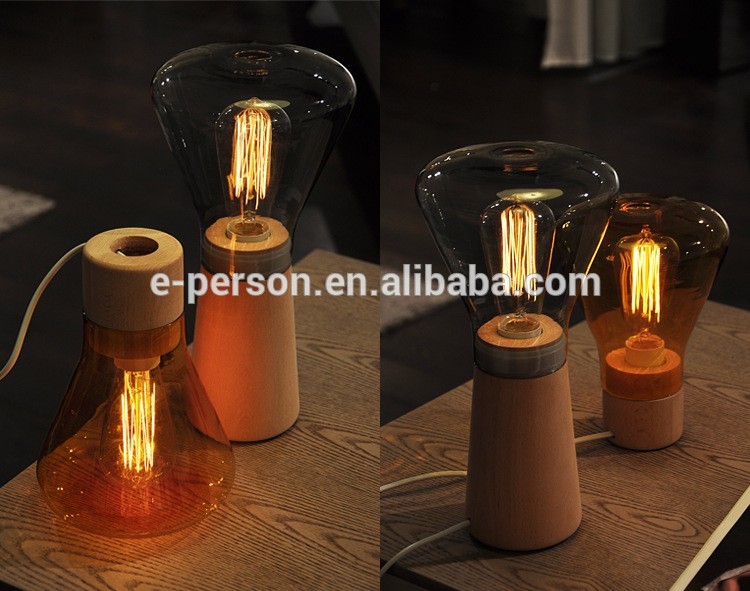 Modern Lighting Decorative industrial Wood Base Bulb Table Lamp